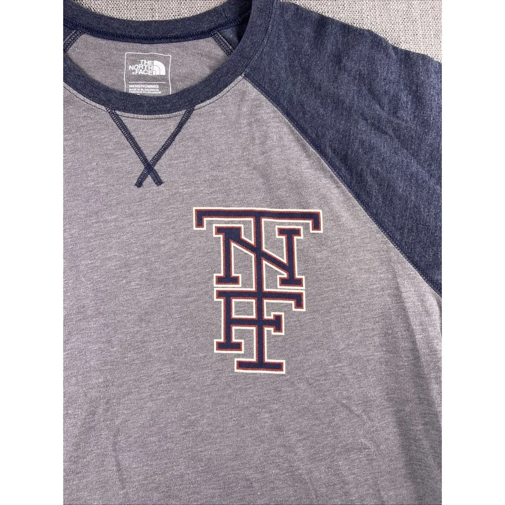 The North Face TNF Logo Raglan Baseball T-Shirt Gray Blue Men's LG